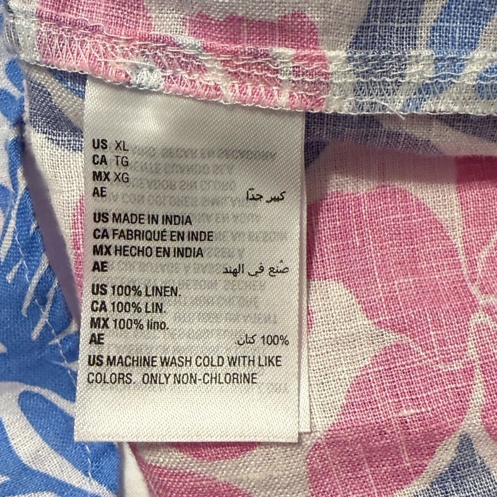 Charter Club Luxury 100% Linen Printed Ruffle Hem Mini Dress XL - Picture 8 of 9